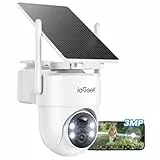 ieGeek 2K Camera Surveillance WiFi Exterieure sans Fil Solaire avec Panneau Solaire Amovible，360° Panoramique PTZ, Vision Nocturne Couleur, Détection Humaine PIR，Sirène，S5