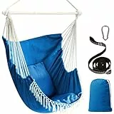 Chihee Sièges Suspendus Chaise Hamac Balançoire Suspendue Max 500 Lbs 2 Coussins Inclus Barre d'écartement en Métal avec Rainures Antidérapantes Portable Poche Latérale Grande Chaise bohémienne