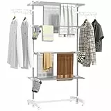 HOMCOM Séchoir à Linge étendoir Pliable Ailes latérales Utilisation intérieure et extérieure 142 x 55 x 172 cm 4 Niveaux