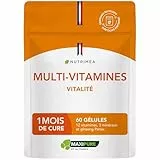 Multivitamines et Minéraux – Avec Ginseng - Vitamines A, B1, B2, B3, B5, B6, B8, B9, B12, C, D3, E, Magnésium, Sélénium et Zinc - Energie, Vitalité, Immunité - Fabrication Française - Nutrimea