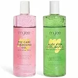 MYLEE Kit de soin pré-et après épilation à l'aloe vera (2 x 500 ml) avec gel rafraîchissant apaisant et nettoyant pour tous les types de peau