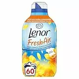 Lenor Fresh Air Adoucissant Rayons de Soleil, 60 Lavages (840ml), Fraîcheur Ultra Concentrée, Technologie SolarDry pour Effet Séchage Plein Air, Notes Estivales Rafraîchissantes, Bouteille Recyclée