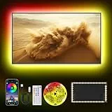 Liwqolx Ruban LED 1M, 30 LED/Mètre, TV LED pour 32-50 Pouces, Musique Sync Bluetooth APP et Télécommande TV LED Strip USB Alimenté pour Chambre/Jeux