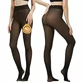 Arkim Collant polaire femme effet transparent, Legging Collant femme hive grande taille, Collants thermiques pour femme - Doublure d'hiver - Faux translucide
