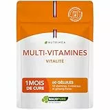 Multivitamines et Minéraux – Avec Ginseng - Vitamines A, B1, B2, B3, B5, B6, B8, B9, B12, C, D3, E, Magnésium, Sélénium et Zinc - Energie, Vitalité, Immunité - Fabrication Française - Nutrimea