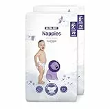 By Amazon Couches bébé Ultra Absorbantes, Taille 5+ (11-17 kg), Blanc, 144 Pièces (2 lot de 72) - PACK MENSUEL (anciennement une marque Mama Bear, même produit)