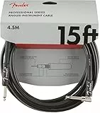 Fender'Professional Series Câble Instrument - 4.5m - Droit,Angle - Noir, épais, Souples et Robustes, Son Sans Aucun Bruit Parasite