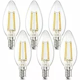 DiCUNO Ampoule LED E14, blanc chaud 2700K, 3.5W ampoule led flamme équivalent 40W incandescence, 480LM, Non-dimmable, Vintage filament en forme de bougie pour lustre et plafonnier, 6 Pièces
