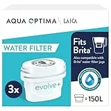 Aqua Optima Evolve+ Cartouche Filtrante à Eau 30 jours, paquet de 3 (jusqu'à 3 mois d'approvisionnement), Compatible avec plus de 90% des carafes filtrantes, y compris Brita Maxtra et Maxtra+*