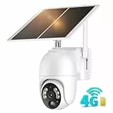 PESAIR 4G LTE Caméra Surveillance Solaire avec Carte Sim Extérieur, 2K HD IP Caméra sans Fil avec Panneau Solaire 6W, Vision Nocturne Coloré et Détection PIR, Imperméable IP66