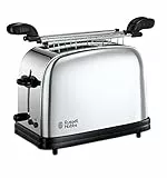 Russell Hobbs Grille Pain [Pour Sandwich & Panini] Chester (2 Fentes larges, Pinces incl., 6 Niveaux de brunissage réglables, Signal sonore, Décongèle, Réchauffe viennoiserie, 1200W) Toaster 23310-57