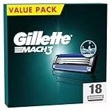 Gillette Mach3 Recharges De Lames De Rasoir Pour Homme, À 3 Lames, Pack 18 Recharges, Lames Plus Résistantes Que L’Acier, Rasage Confortable