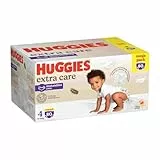 Huggies Extra Care Couches Taille 4 (9-14 kg), Culotte respirante, Pack Mega, 80 pièces