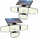 Peasur Lampe Solaire Exterieur Detecteur de Mouvement 318LED, [Lot de 2] 3 Modes Lumière Solaire Extérieure, Étanche Eclairage Solaires pour Murale Jardin Outdoor Garage Cour[Blanc Froid]