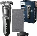 Philips Rasoir Series 5000 - rasoir électrique Wet & Dry gris carbone avec tondeuse rétractable intégrée, pochette souple, capuchon de protection et socle de charge (modèle S5887/13)