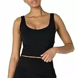 Amazon Essentials Débardeur Court de Sport FormFlex Ultra Doux avec Soutien-Gorge Intégré, Soutien Léger Femme, Noir, M