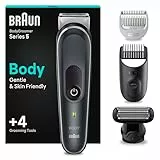 Braun Tondeuse Pour Le Corps Series 5, Pour Homme, Torse, Aisselles, Aine, Styling Et Plus, Avec 2 Sabots Pour Zones sensibles, Tête de rasage de près, Étanche, 100 Min D'autonomie, 5370