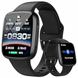 Montre Connectée Homme 1.85' AMOLED 3ATM Etanche Smartwatch Femme avec Appel, Voix de l'IA, pour Samsung iPhone Android, Moniteur de Sommeil/SpO2/Fréquence Cardiaque 110 Sport Calories Podometre Noir