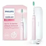 Philips Sonicare 3100, Brosse à dents électrique sonique, capteur de pression et minuterie, étui de voyage, rose pastel, modèle HX3673/11