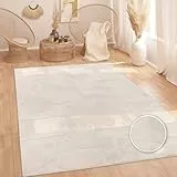 Paco Home Tapis Salon Chambre Adulte Poil Long Shaggy Motif Scandinave Motif Boho Motif Abstrait Uni Lavable Beige Crème, Dimension:160x220 cm