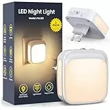 Veilleuse Prise Electrique, Lot de 2 Veilleuses LED avec Capteur de Crépuscule, Luminosité réglable, Veilleuse Enfant pour Chambre, Cuisine, Couloir, Escalier, Salon, Blanc Chaud