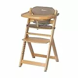 Bebeconfort Timba + Coussin, Chaise Haute Bébé Evolutive, 6 Mois - 99 Ans, Jusqu'à 110 kg, Plateau Amovible, Assise/Repose-pieds Réglables, Compatible avec Timba Baby, Bois Naturel + Beige