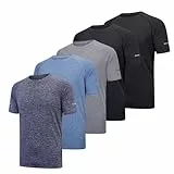 fovdtaa Lot de 5 t-shirts de sport à manches courtes et encolure ronde, matière perméable à l’air, pour homme, L