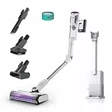 Shark Aspirateur Detect Clean et Empty sans fil, aspiration puissante avec détection de saleté, base auto-vidante 2L, 60 min, antiemmêlement, animaux, brosse multisurface, suceur plat, blanc IW3613EUT