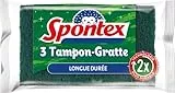 Spontex 3 Tampons-Gratte Longue Durée - Récure efficacement plus longtemps, Vert, 3 Unité (Lot de 1)