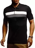Leif Nelson Polo d'été pour homme - Coupe ajustée - En maille fine - Blanc et noir - Basic - LN7450, Noir , M