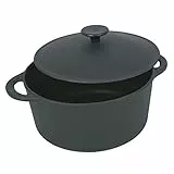 Crealys 503296, COCOTTE Gourmet Onyx Chef ronde en fonte émaillée- Extérieur et intérieur noir - toutes sources de chaleur y compris induction, Diamètre: 26 cm, Capacité: 5 litres