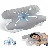 JINXIA Oreiller en Mousse à mémoire de Forme pour Le Sommeil, Oreiller Ergonomique orthopédique de Soutien du Cou pour Les dormeurs sur Le côté, Le Dos et l'estomac, Gris foncé