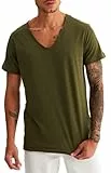 Leif Nelson pour des Hommes T-Shirt V-Neck Col en V Manche Courte-Shirt Top Basic Shirt Crew Neck Vintage Sweatshirt Sweater LN6280 S-XXL; Taille L,