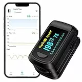 Oxymètre de pouls du bout des doigts HealthTree, moniteur de saturation en oxygène du sang Bluetooth, moniteur de fréquence cardiaque pour Apple et Android, avec écran OLED, 2 piles AAA et cordon
