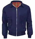 Veste classique Harrington pour homme - Style rétro des années 70 - Avec fermeture éclair, bleu marine, Small