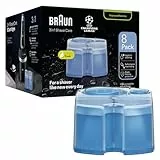 Braun 3in1 ShaverCare, Recharges 3-en-1, Originales, Pour Station SmartCare, Nettoie 10x Mieux Que L’eau, Formule Avec Un Parfum Frais De Citron, Pour Un Nettoyage Hygiénique Des Rasoirs, Pack De 8