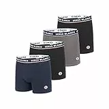 Serge Blanco Caleçon Homme Coton, Boxer Homme, Respirant, Agréable (Lot de 4), Multicolore, Large