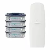 Angelcare Poubelle à Couches Classic XL avec Recharge Octogonale Anti-Odeur Haute Capacité + 3 Recharges Poubelle à Couches – Octogonale