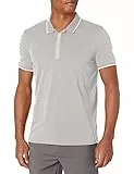 Armani Exchange Logo Zip Jersey Polo Homme Polo, Gris Chiné B09b, M