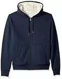 Amazon Essentials Veste à capuche zippée en polaire, doublée de sherpa (disponible en grandes tailles) Femme, Bleu Marine Chiné, M