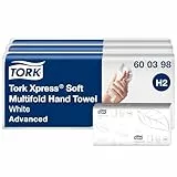 Tork Xpress Essuie-mains interfoliés doux blancs H2, 2 pli, 7 x 180 serviettes, 8.5cm x 21.2cm chaque, 600398