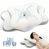 JINXIA Oreiller Ergonomique Cervical,Coussin Cervicales pour Soulager Les Douleurs Cervicales,aux épaules,Oreiller Ergonomique de Soutien Cervical pour Dormeurs sur Le Côté,Le Dos ou Le Ventre,Blanc