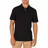 Amazon Essentials Polo en Coton Piqué Coupe Ajustée Homme, Noir, L