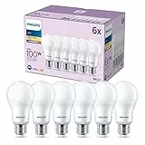 Philips pack de 6 ampoules LED E27, 100W, blanc chaud