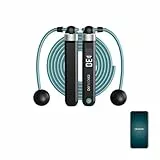 Cecotec Cordes á sauter Drumfit SmartComba 3000 Connected, réglable 2 en 1, rotation rapide à 360°, 2 cordes de 30 cm, se connecter à l'application, avec corde en PVC de 3 m, 3 modes, écran LED