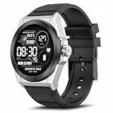 Bebinca Montre Connectée Homme avec Appel Bluetooth, 1,32' HD Smartwatch, Moniteur de Sommeil Cardiofréquencemètre Tension Artérielle SpO2, Montre Podometre pour Android/iOS(Noir et Argent)