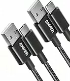 Anker Câble USB C, lot de 2 Cables de Charge USB-A vers USB-C, 331 usb c vers USB 2.0 Double Tressé, en Nylon de Type C, pour iPhone 16/16 Plus/16 Pro/16 ProMax Samsung Galaxy S10+, LG V30(0,9m, Noir)
