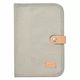 BÉABA, Protège Carnet de Santé, Genève, 2 Poches Intérieures, Bouton Pression, Tissu Imperméable, 100% Coton, Gris perle