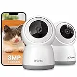 ieGeek 2 Pièces 2K Caméra Surveillance WiFi Intérieur 360° - Camera IP avec Double WiFi (2.4G/5GHz), Détection AI/PIR, Suivi Automatique, Compatible Alexa pour Chien/Bébé/Maison, SC1