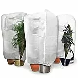 vounot Lot de 3 Housse Hivernage Plante avec Cordon de Serrage et Zipper Voile d’Hivernage en Polypropylème 80g/m² Housse de Protection pour Plantes Réutilisable Résistant 120x180cm